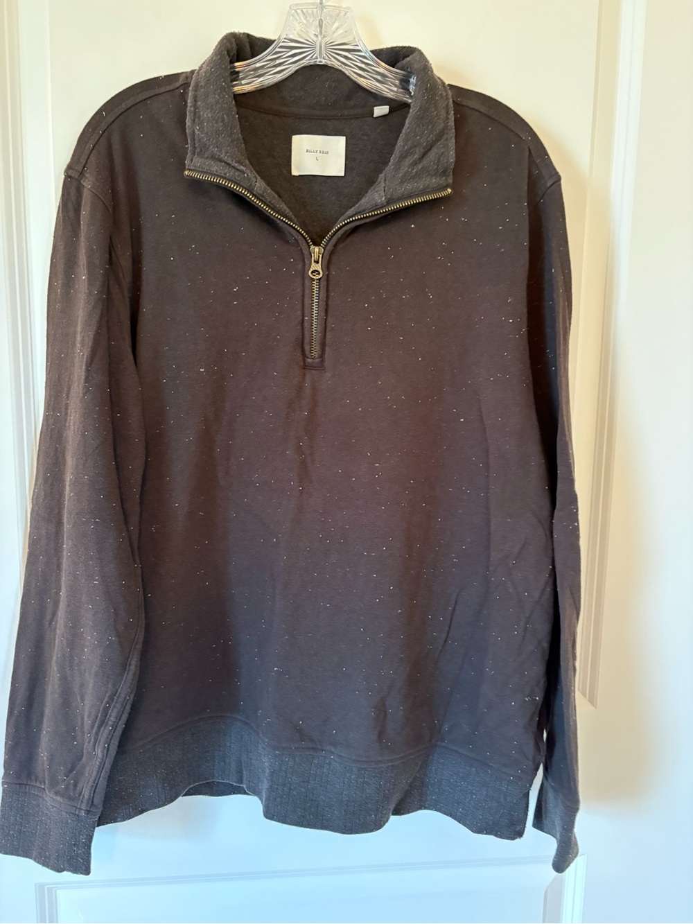 Billy Reid Black Flecked with white Quarter-Zip Pullover